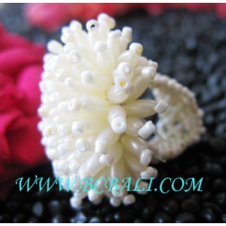 Beige Beading Finger Rings